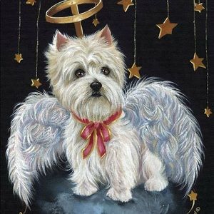 Precious Pets Note Cards - Westie Angel 5" x 7